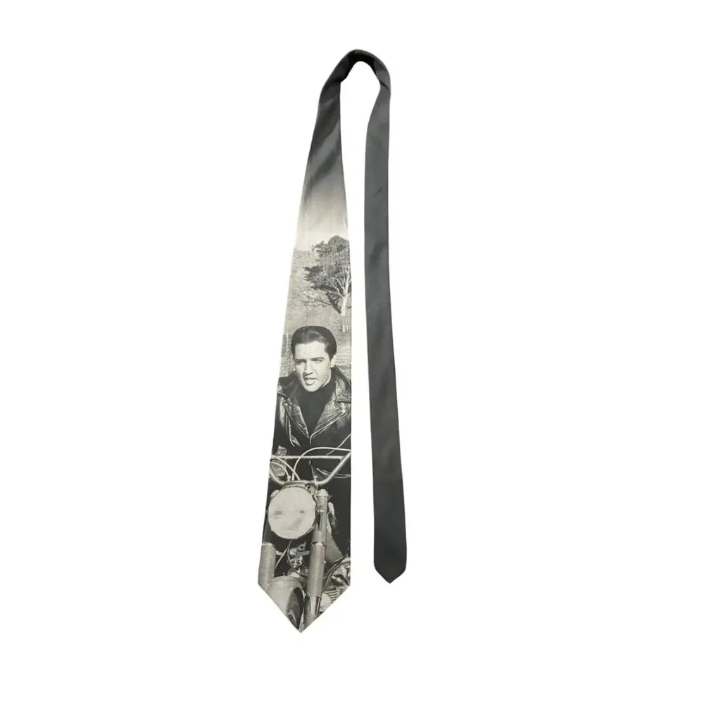 Ralph Marlin Elvis Presley Born to Ride Motorcycle Vintage Novelty Necktie